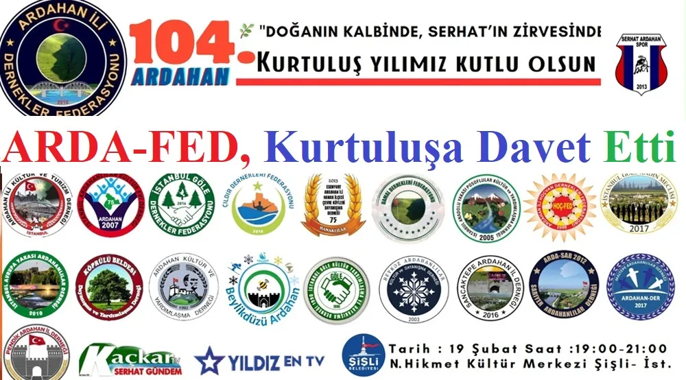 ARD-FED, 19 Şubat’ta Bütün Dost ve Ardahan’lıları Bekliyoruz